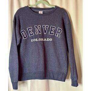 Crazy Apparel Retro Denver Colorado Sweatshirt Navy Crewneck Graphic Mens Medium